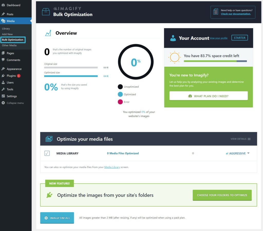 The Bulk Optimize feature - Imagify