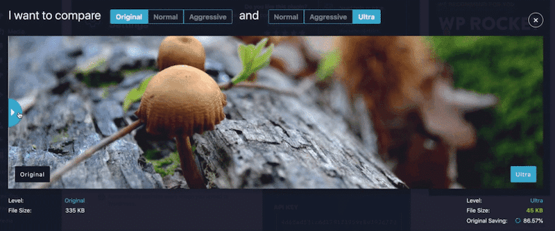 Compressing images with Imagify: the quality remains good, but we saved 87% on our file size - Source: Imagify