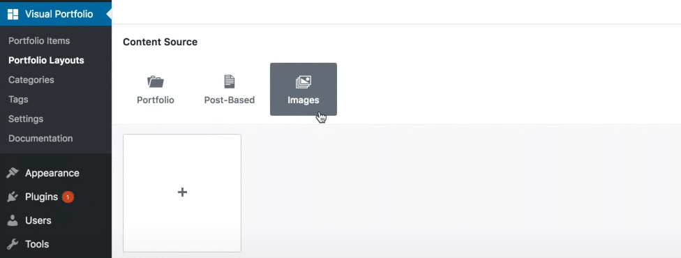 Adding images in the Visual Portfolio plugin
