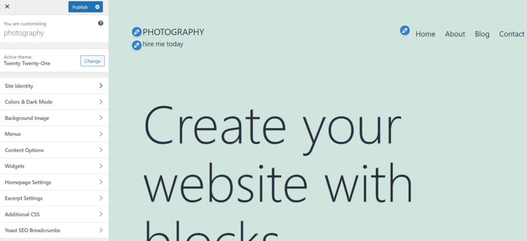 The WordPress customizer