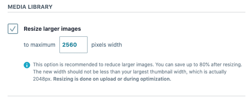 Automatically resize larger images - Source: Imagify