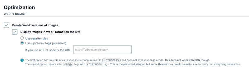 WebP conversion - Source: Imagify