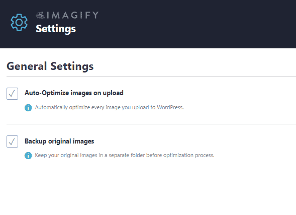 Backup option - Source: Imagify