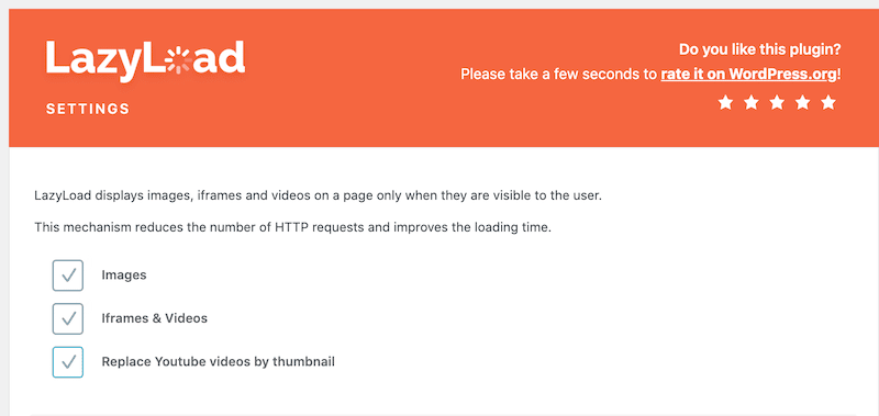 Lazy-loading in one click - Source: LazyLoad by WP Rocket’s dashboard