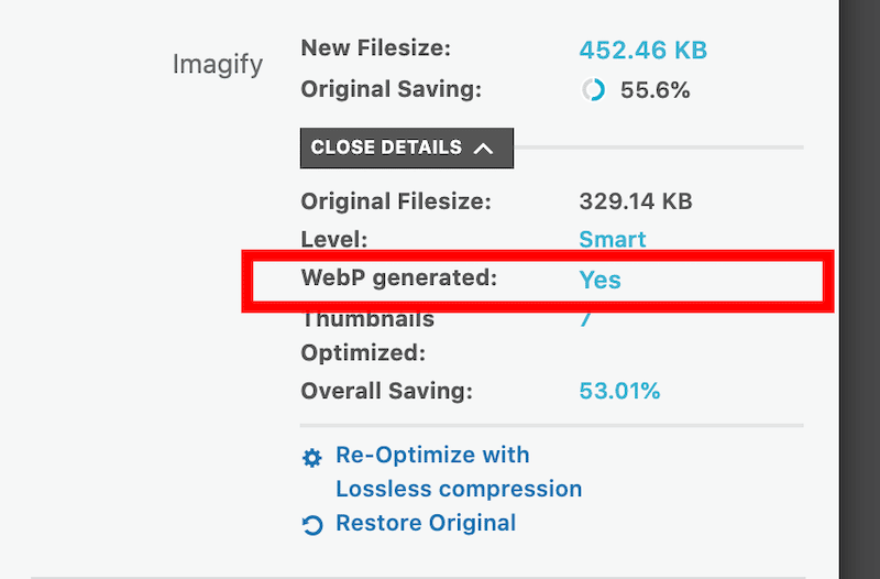 Optimizing images with WebP - Source: Imagify