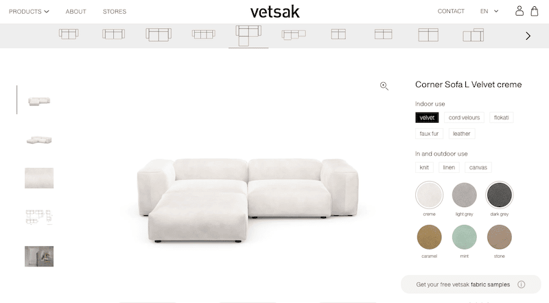Offering variants to online shoppers (colors and layouts) - Source: Vetsak