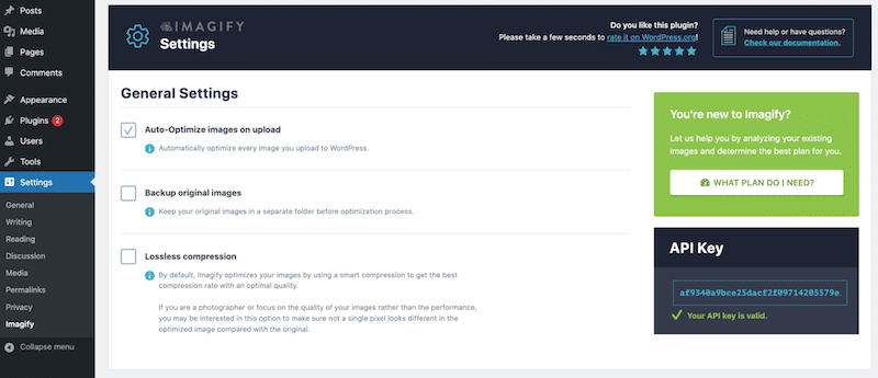 Imagify’s general settings - Source: Imagify