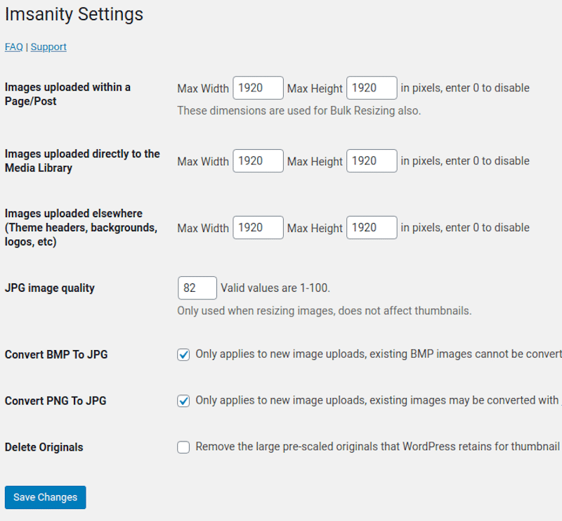 Reduce image size with Imsanity - Source: Imsanity