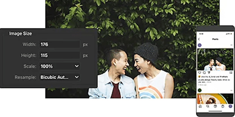 Resizing an image on Photoshop - Source: Adobe