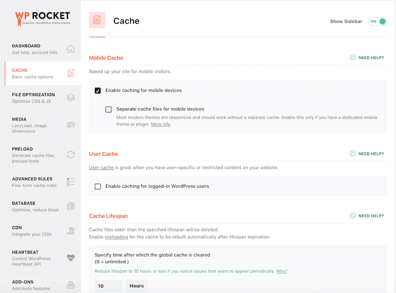 Cache and file optimization with WP Rocket - Source: WP Rocket