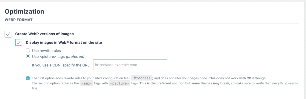 Converting images to WebP to boost performance - Source: Imagify