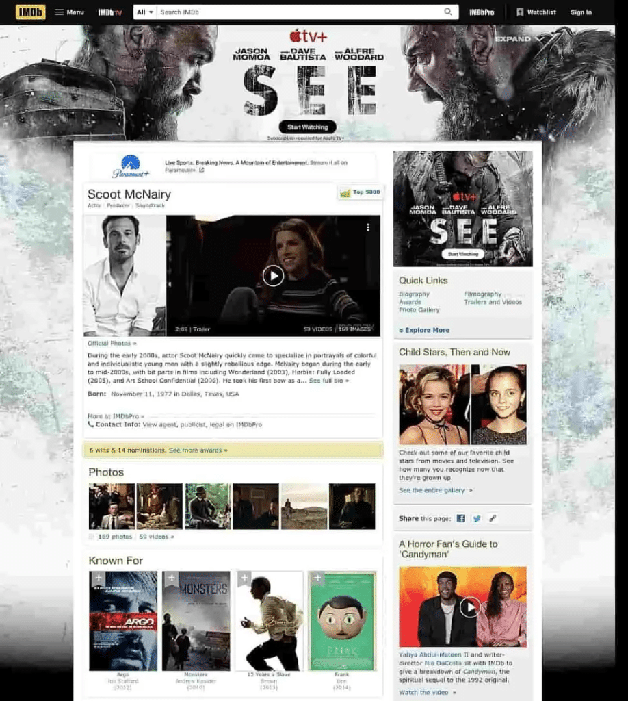 IMDb’s cluttered layout (Source)