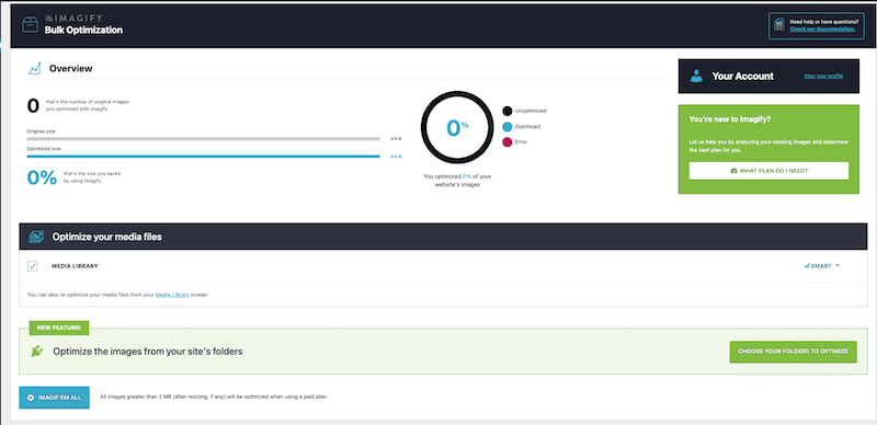 Bulk compression in one click - Source: Imagify