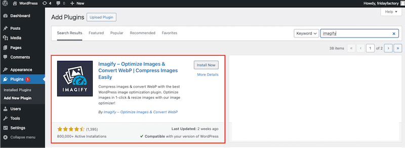 Imagify installation - Source: Imagify