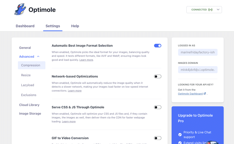 Optimole interface - Source: Optimole