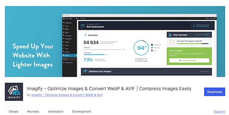 Imagify free plugin - Source: The WordPress repository