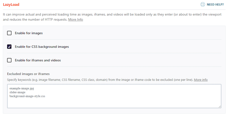 LazyLoading CSS background images feature - Source: WP Rocket