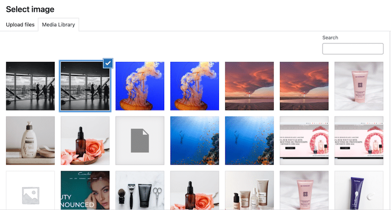Select an image from the library - Source: The WordPress admin