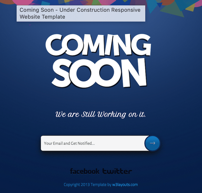 Example of a background for a coming soon page - Source: W3layouts.com