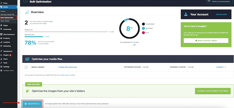 Bulk Optimization with Imagify - Source: Imagify